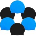 thumbnail image 1 of 6 Pieces Silicone Swimming Caps Unisex Adult Waterproof Swim Caps Durable Anti-Slip Pool Caps Elastic Swimming Caps for Long and Short Hair, 1 of 5
