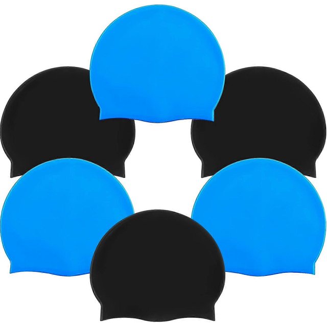 6 Pieces Silicone Swimming Caps Unisex Adult Waterproof Swim Caps Durable Anti-Slip Pool Caps Elastic Swimming Caps for Long and Short Hair