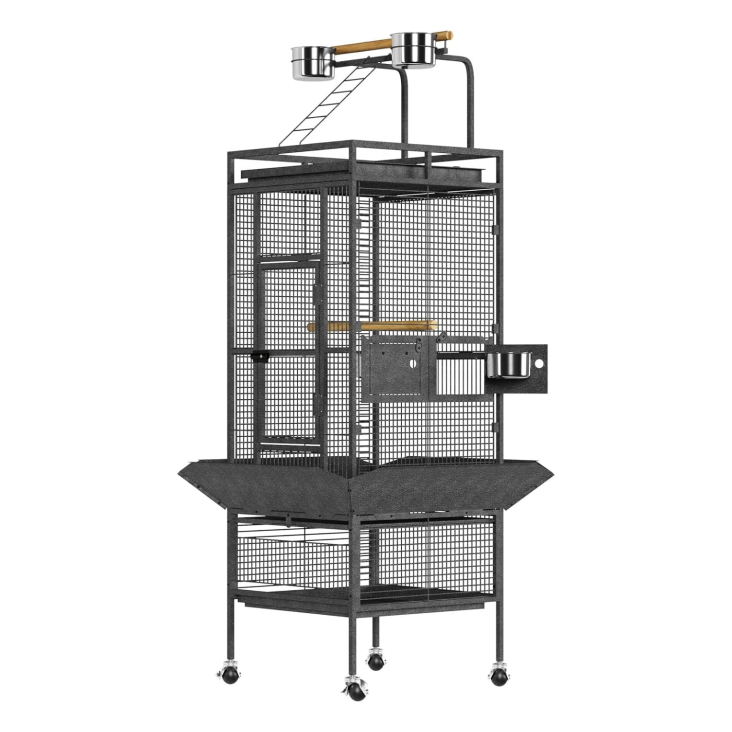 61 Inch Large Bird Cage, Metal Bird Fight Cage with Play Top, Rolling Stands, Feed Bowls, Wide Tall Parrot Cage for Parakeets, Conures, Cockatiel, Cockatoo