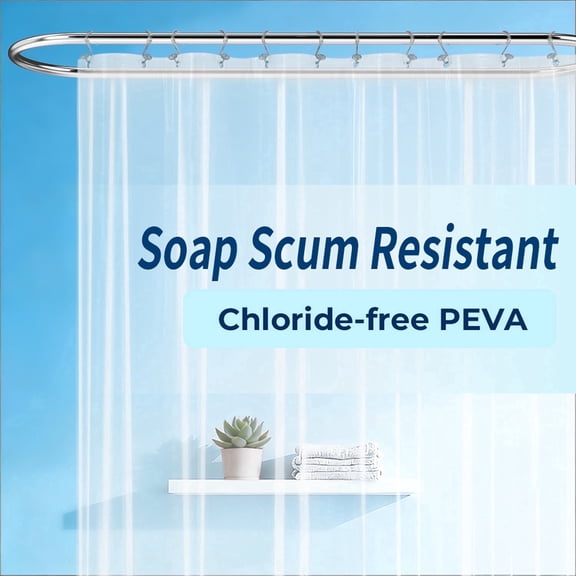 Yiannan Clear PEVA Shower Curtain Liner, Rustproof Grommets, Waterproof, 3 Magnets,71x72