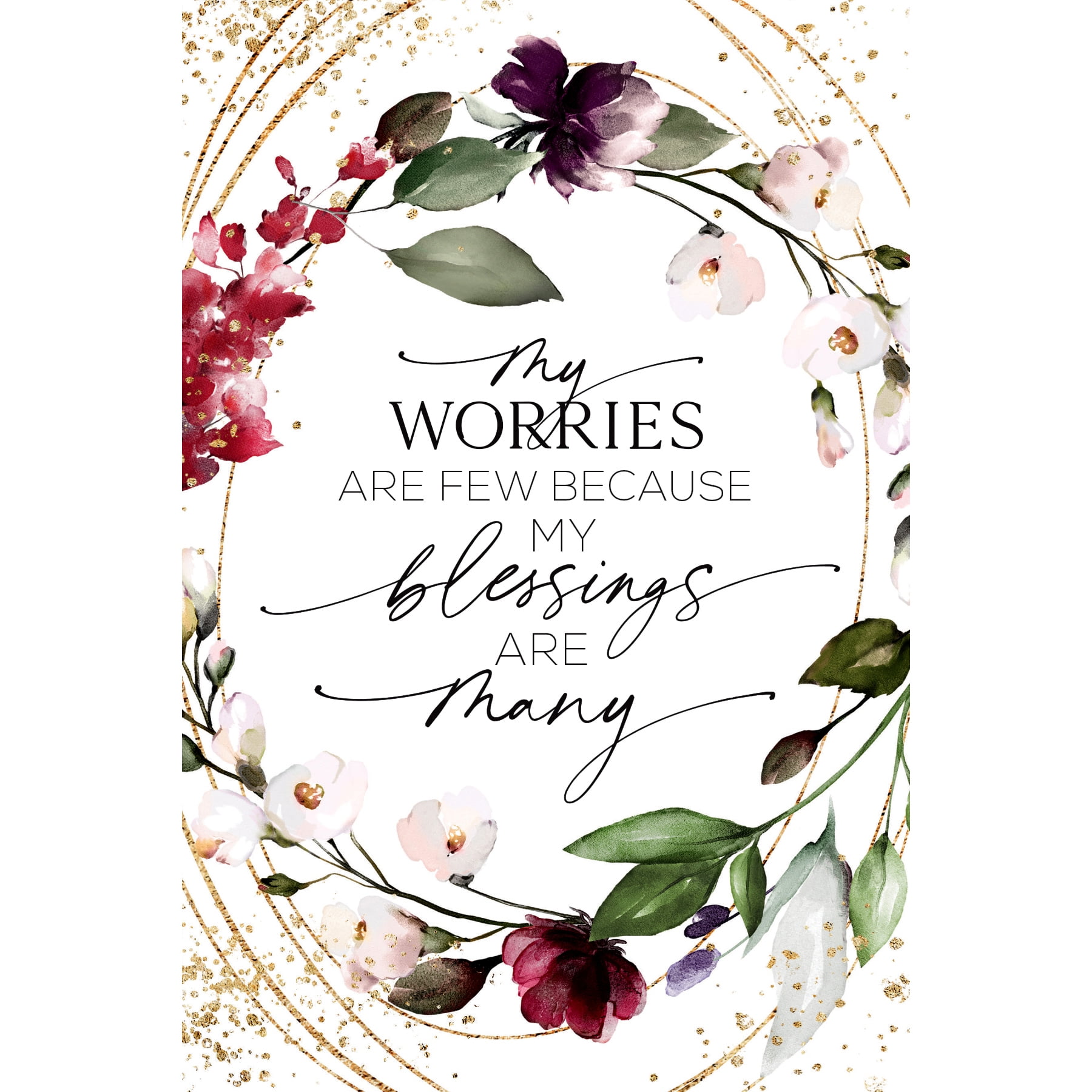 Inspirational Floral MDF Wood Plaque with Easel and Hanger