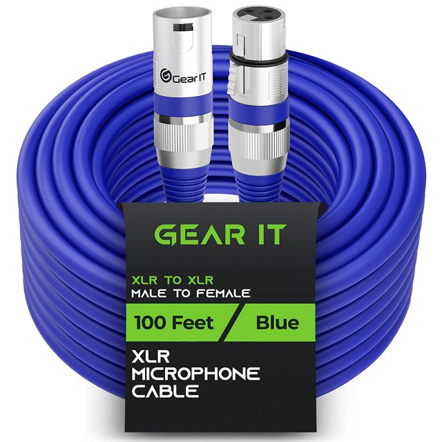 LAICAIW XLR to XLR Microphone Cable (100 Feet, 1 Pack) XLR Male to Female Mic Cable 3-Pin Balanced Shielded XLR Cable for Mic Mixer, Recording Studio, Podcast-Blue, 100Ft, 1 Pack