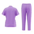 thumbnail image 3 of Women's Medical Scrub Sets 2 Pieces Yoga Stretch Plus Size Jogger Medical Wide Leg Scrub Uniforms Set Purple S, 3 of 3