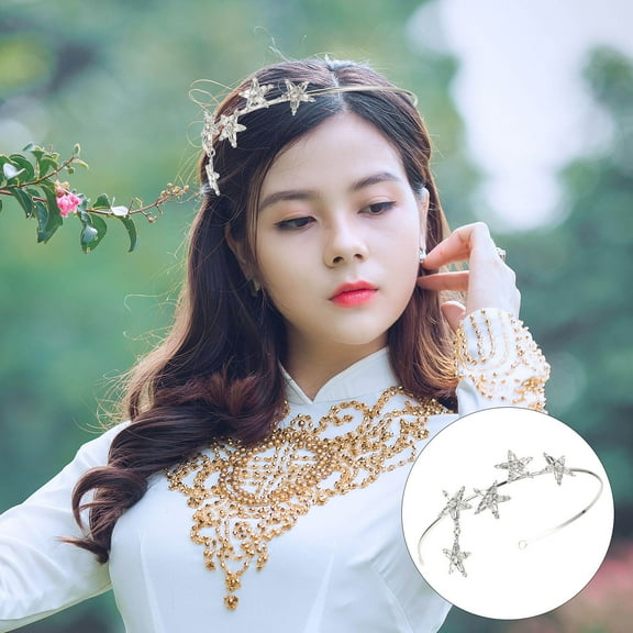 FRCOLOR Shiny Rhinestone Star Headband for Wedding Decoration Silver Alloy One Size
