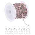 thumbnail image 1 of Cadena de cuentas de acero inoxidable Uxcell, 16.4 pies/5M cable de joyería con cuentas de esmalte (plata/rosa, paquete de 1), 1 of 6