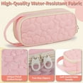 thumbnail image 5 of Pencil Case For Girls,Flower Quilted Large Capacity Pencil Pouch With 2 Compartment, Zipper Pencil Bag With Handle, Women Soft Pencil Box For Middle School Office College, 5 of 6