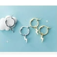 thumbnail image 5 of K-KED Solid 925 Sterling Silver Sleeper Hinged Hoop Crystal Charm Drop Circle Earrings-Silver, 5 of 9
