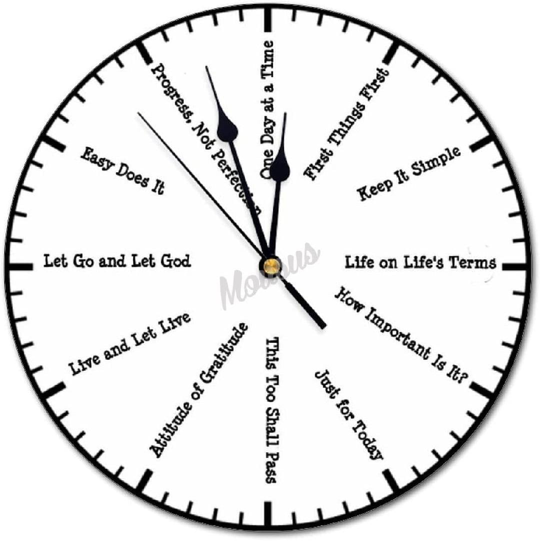 Modern Round Wall Clock 12 Step Sobriety Clean & Sober Slogans PVC Wall