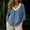 Blue, variant on 3/4 Sleeve Linen Blouse for Women Crochet Lace Collar V Neck Casual Loose Fit Summer Tunic Dressy Boho Top for Spring Summer