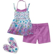 Faded Glroy - Girls' 3 Piece Smock Tank, Short, and Flip Flop Set