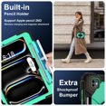 thumbnail image 3 of ELEHOLD Rugged Hybrid Case For iPad Pro 11 2024, with Built-in Kickstand 360° Rotating Handstrap Pencil Holder Crossbody Shoulder Strap Shockproof Heavy Duty Case, Black+Mint, 3 of 9