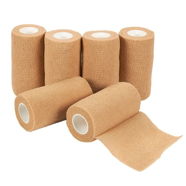 Self Adherent Wrap - 6 Pack of Cohesive Bandage Medical Vet Tape in Tan ...