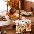 thumbnail image 6 of White Green Pumpkins Fall Table Runner - 36 Inch Long Thanksgiving Floral Leaves Cotton and Linen Blended Dress Scarves Farmhouse Table Runner for Kitchen Dining, Coffee Table, 13" x 36", 6 of 8