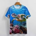 thumbnail image 3 of Nautical Green Sea Turtles Women's T-Shirt Short Sleeve T Shirts Tops Tee Ladies Loose T, 3 of 6