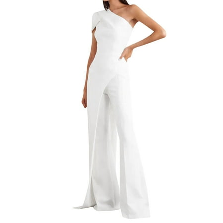 

PhoneSoap Womens Autumn Backless Rompers Knitting Long Sleeve Bodysuit Pants Casual Fly Sleeve Jumpsuits White L