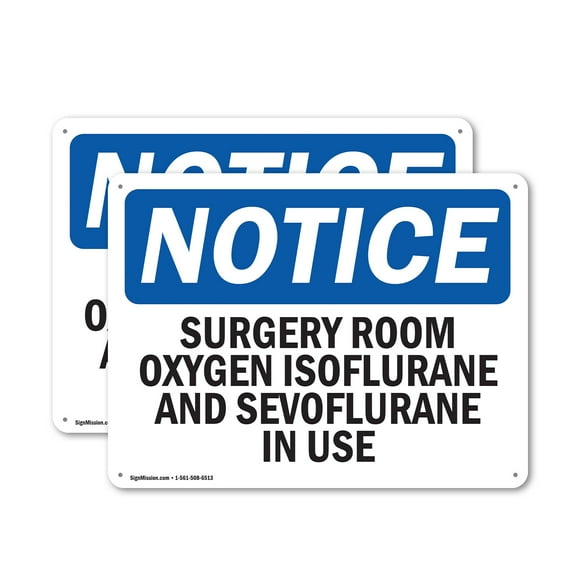 (2 Pack) Surgery Room Oxygen In Use OSHA Notice Sign 24 Inch X 18 Inch Indoor / Outdoor Rust-Free Aluminum Metal Signs for Workplace, Workshop, and Construction Site, Made in the USA