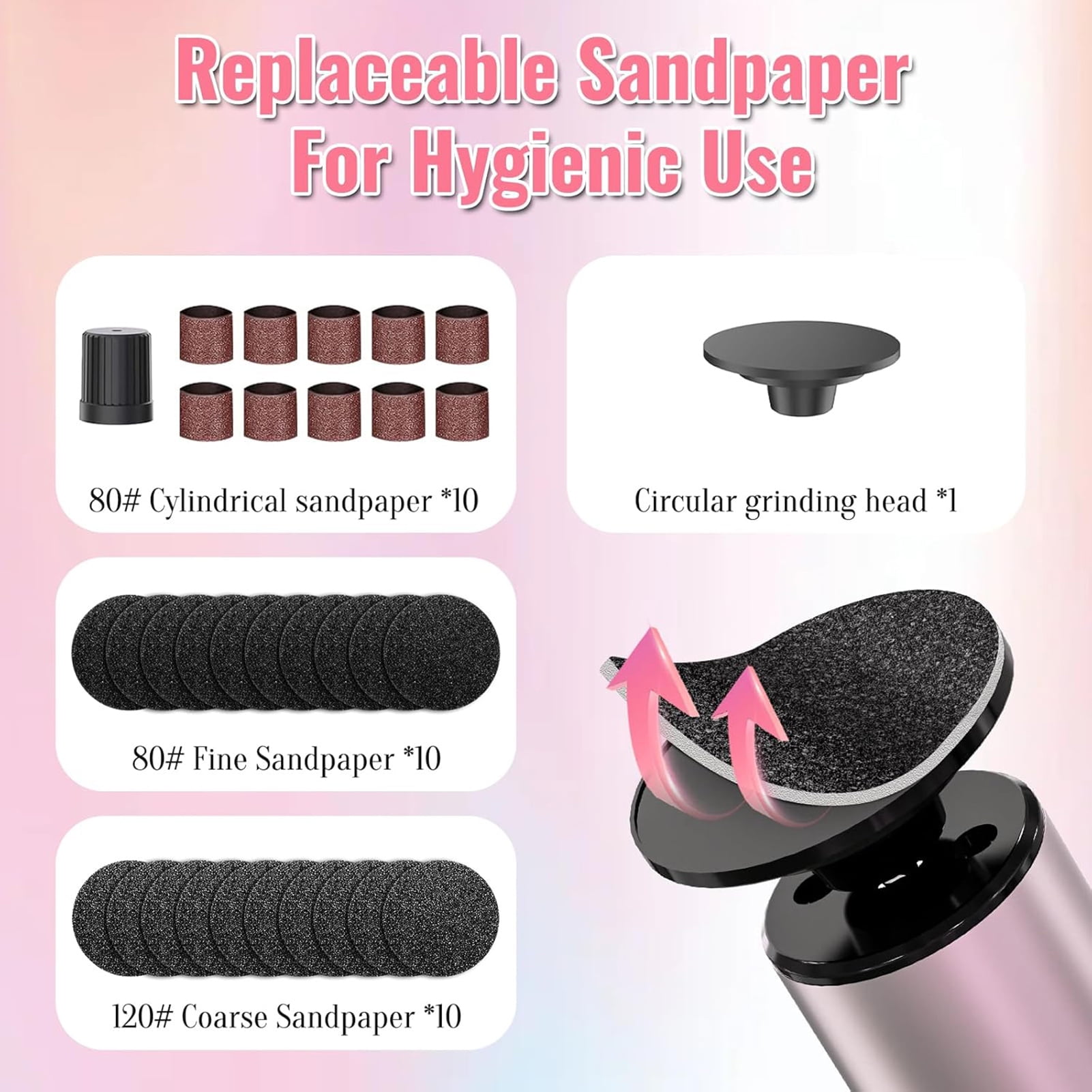 2 in 1 Electric Nail and Foot File Nail Grinder, Rechargeable Electric Foot Callus Remover with Sandpaper Disk and Nail Drill Bits Manicure Pedicure Kit
