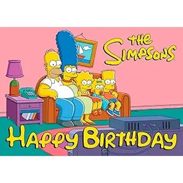 Simpsons Happy Birthday Edible Image Cake Topper For Quarter Sheet Cake By TNCT