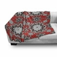 thumbnail image 3 of Mandala Soft Flannel Fleece Throw Blanket, Floral Swirls Leaves Lace Seem Hand Drawn Image Illustration, Cozy Plush for Indoor and Outdoor Use, 50" x 70", Scarlet White, by Ambesonne, 3 of 6