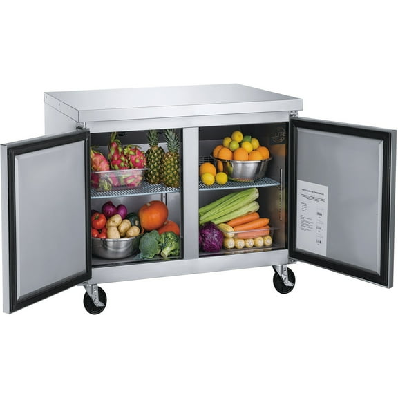 NSF 36 in. Worktop Refrigerator 8 Cu.ft. Commercial Refrigerator Undercounter, Stainless Steel, Auto Defrost