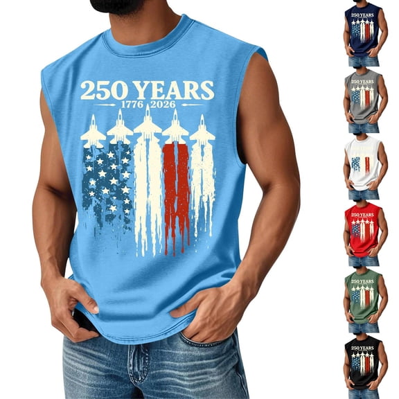 Men American Flag Patriotic Tank Top 4th Of July Usa Independence Day Tank Top Retro American Flag Graphic Sleeveless Patriotic T Shirts We the People Crewneck Cut Off Shirts,Blue S