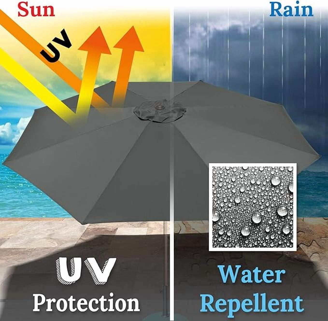 ALUVIERA 10' Umbrella Canopy Top Cover Patio Replacement Top Cover 8 Ribs Outdoor Sunshade