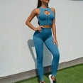 thumbnail image 5 of Wancir Workout Sets for Women 2 Piece High Waisted Seamless Leggings with Padded Stretchy Sports Bra Sets Gym Clothes, 5 of 6