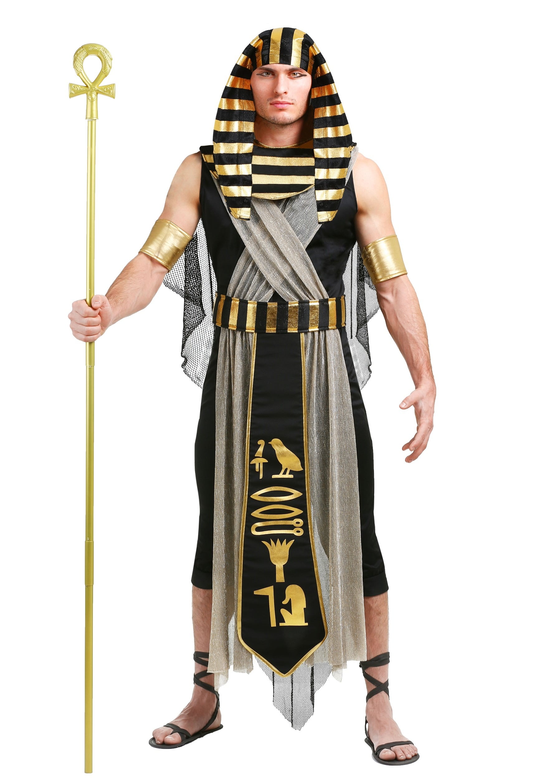 Mens Zombie Pharaoh Costume Adult Egyptian Halloween Fancy Dress Costume Outift