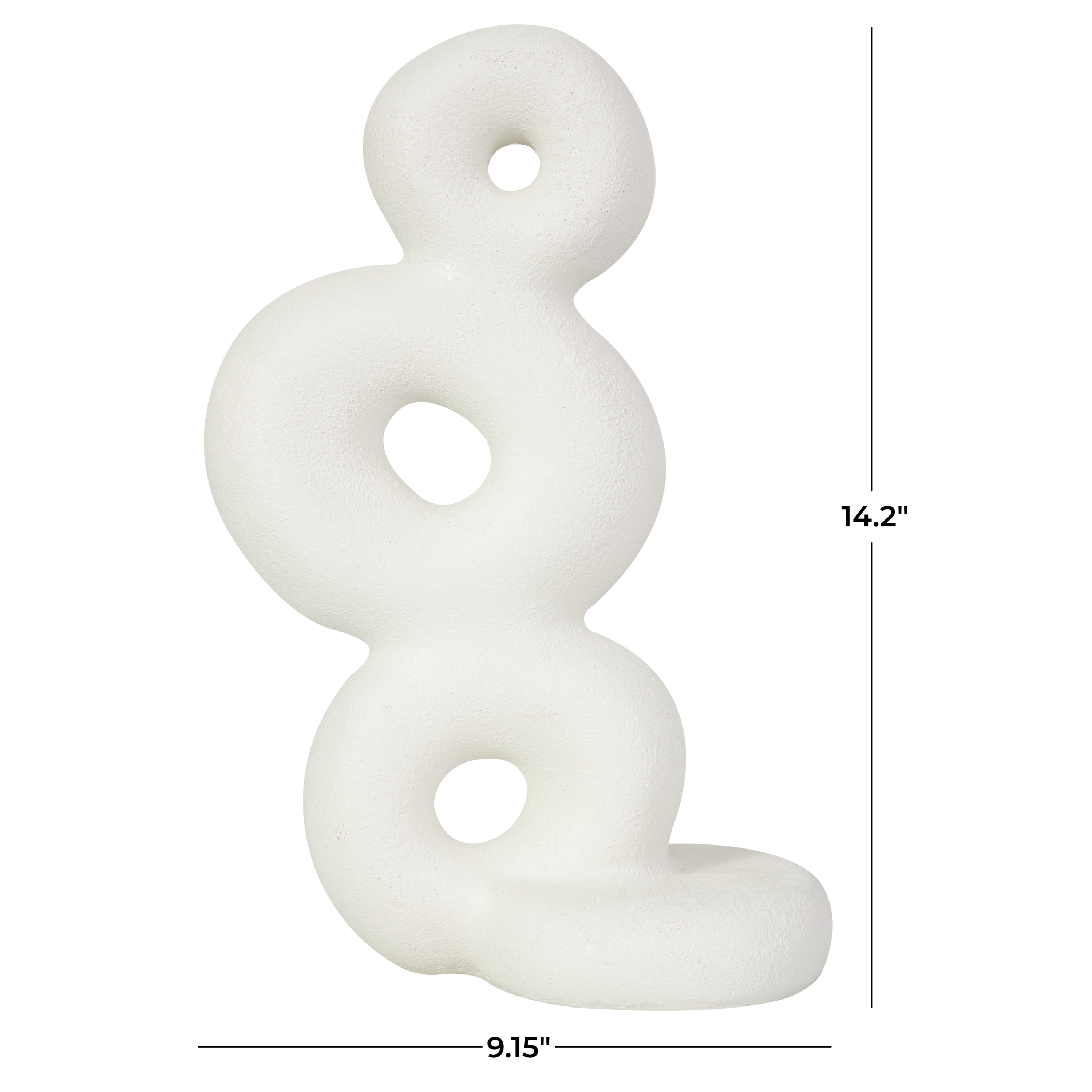9" x 14" White Resin Stacked Circle Ring Abstract Sculpture, by DecMode