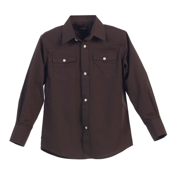 Gioberti Boys Casual Western Solid Long Sleeve Shirt With Pearl Snaps