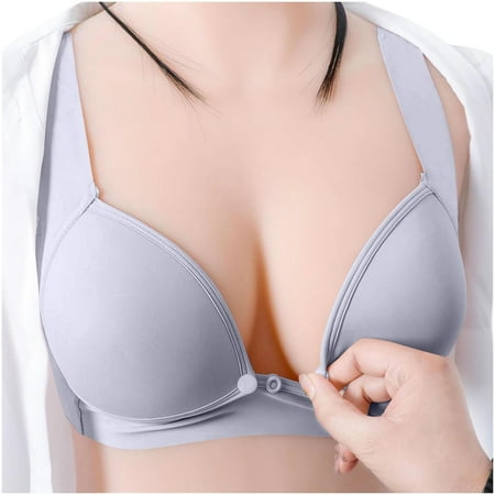 Nuring Bra Maternity Nursing Bras for Breastfeeding Push Up Pregnancy Bra Wireless Puming Bra Gray XL