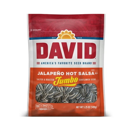 DAVID Seeds Keto Friendly Jalapeno Flavored Salted and Roasted Jumbo Sunflower Seeds, 5.25 oz