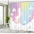 thumbnail image 4 of Ambesonne Galaxy Unicorn Shower Curtain, Rampant Horse Clouds, 69"Wx84"L, White Soft Pink Yellow, 4 of 4