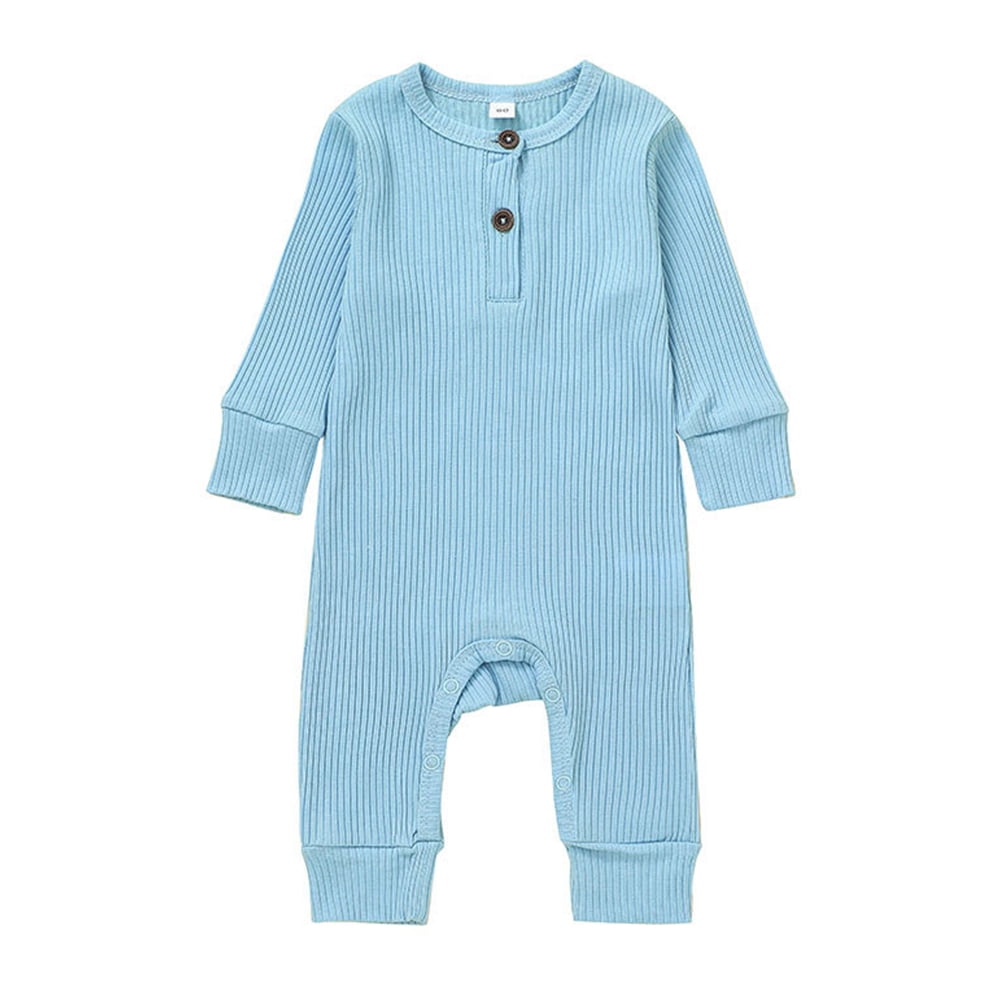 KYAIGUO Baby Newborn Cotton Romper Jumpsuit for Boys Girls Long Sleeve Soft Bodysuit Infant Solid Knitted Onesies Outfits Clothes