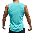 thumbnail image 5 of Aobny Blue Mens Shirts Casual Stylish Muscle Workout Gym Tank Tops Sleeveless Crew Neck Graphic Plus Size Fall Tops,L, 5 of 6