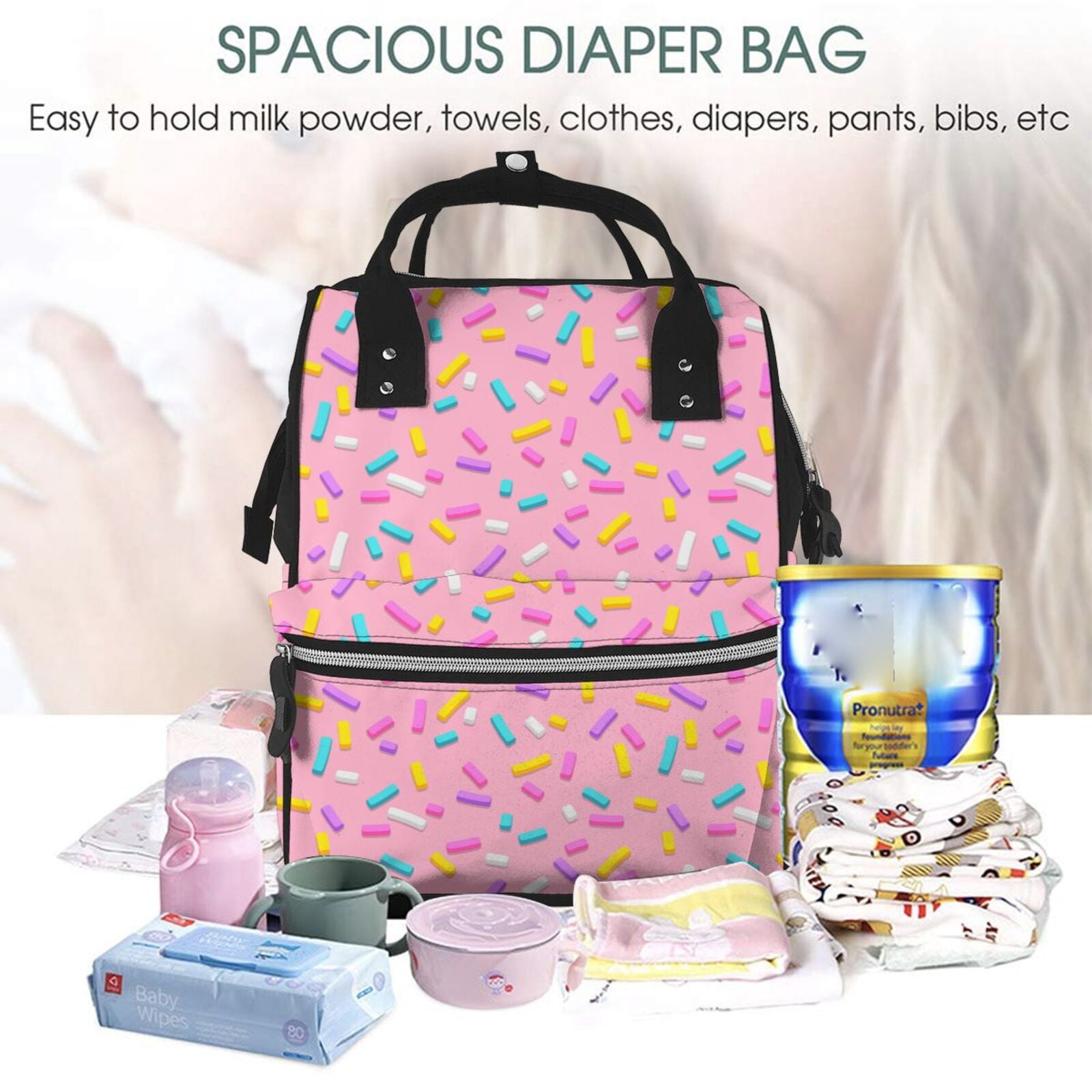 Ratiio Donut Mummy Backpack - Waterproof Twill Canvas, Large Capacity Diaper Bag with Multiple Pockets and Adjustable Straps