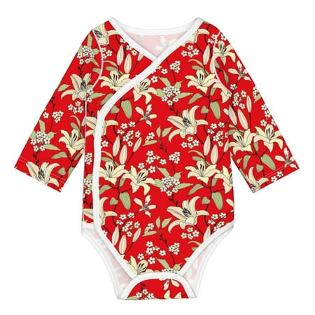 

Tebeau Lilies Flowers Print Baby Long Sleeve Bodysuit Long Sleeve Onesies Romper For Girls Boys Clothes Baby Onesies-6 Months