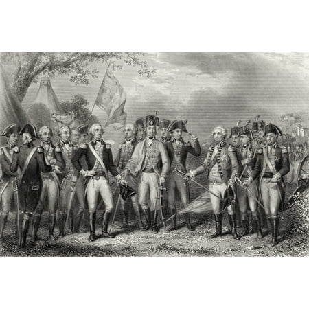 The British Surrendering Their Arms To General Washington 1781 Engraved By J Stephenson After J F Renault Canvas Art - Ken Welsh Design Pics (34 x 22)