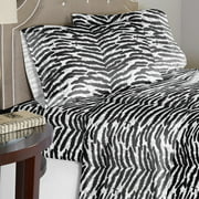Pointehaven 180 GSM Cotton Flannel Sheet Set - Queen, Zebra