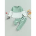 thumbnail image 2 of Bagilaanoe 2Pcs Toddler Baby Girl Boy Long Pants Set Contrast Color Long Sleeve Sweatshirt Pullover Tops + Sweatpants 6M 12M 18M 24M 3T 4T 5T Kids Casual Sweatsuits, 2 of 8
