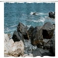 thumbnail image 6 of Ocean Coastal Rocks Shower Curtain Sea Coastline Seascape Shower Curtains for Bathroom Decor, Waterproof Polyester Fabric Shower Curtain 72x72 Inch with 12 Hooks, 6 of 6