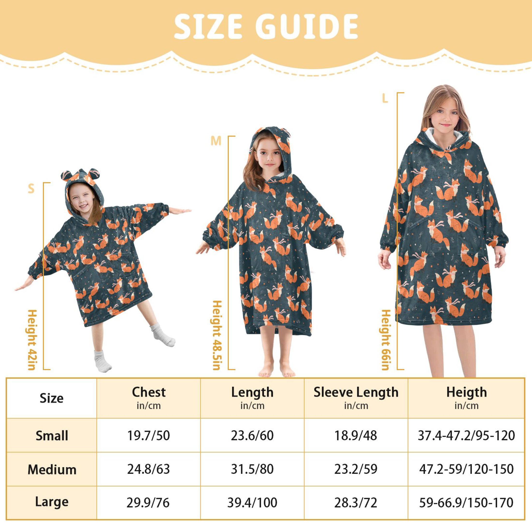 Wearable Blanket Hoodie for Kids Fox with Scarf Flannel Hooded Blanket with Pockets and Sleeves Suitable for Boys and Girls