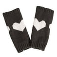 thumbnail image 2 of Baberdicy Gloves Women's Solid Color Heart Pattern Missing Half Finger Warm Knit Gloves Gloves for Cold Weather, 2 of 4