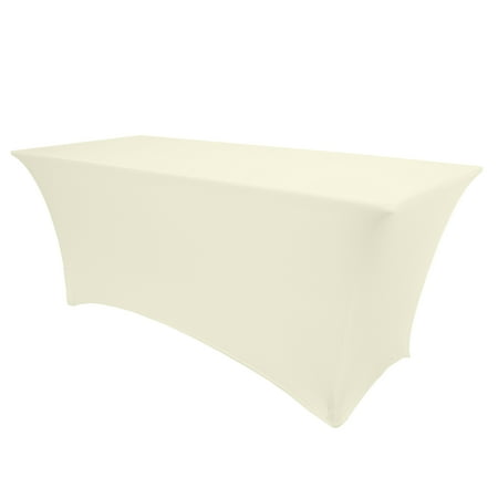 

Ultimate Textile (2 Pack) 8 ft. Fitted Spandex Table Cover - for 24 x 96-Inch Banquet and Folding Rectangular Tables Ivory Cream