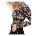 thumbnail image 3 of Free People Women's Floral Long Sleeve Scoop Neck Top Black Size Medium, 3 of 4