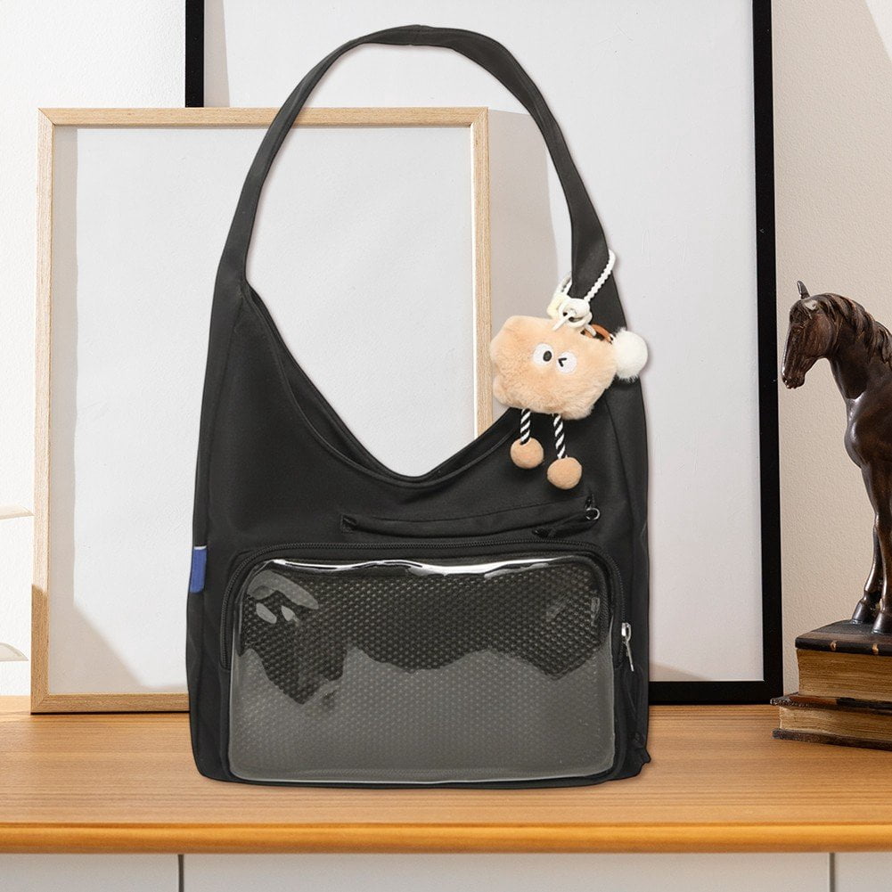 Jiibva Kawaii Ita Bag Shoulder Bag for Women Large Capacity Tote Bag Clear Window Anime Pin Display Messenger Bag Handbags Purse