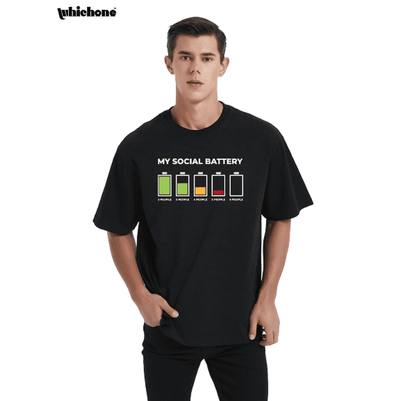 Whichone Funny Battery Graphic Power Novelty Social Tees