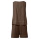 thumbnail image 5 of Conjunto de pantalones cortos para mujer, ropa informal para el día a día: camiseta sin mangas con bolsillo y pantalones cortos cómodos, conjunto transpirable para primavera-verano., 5 of 6