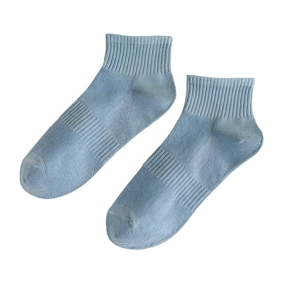 TELOLY Women's Ankle Socks 1 Pair Solid Color Short Socks Summer Thin Cotton Ribbed No Show Socks Non-Slip Blue One Size