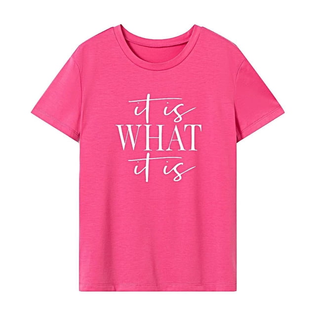 Camiseta para mujer, camisa sencilla de cuello redondo de verano para mujer, para llevar en la oficina SG